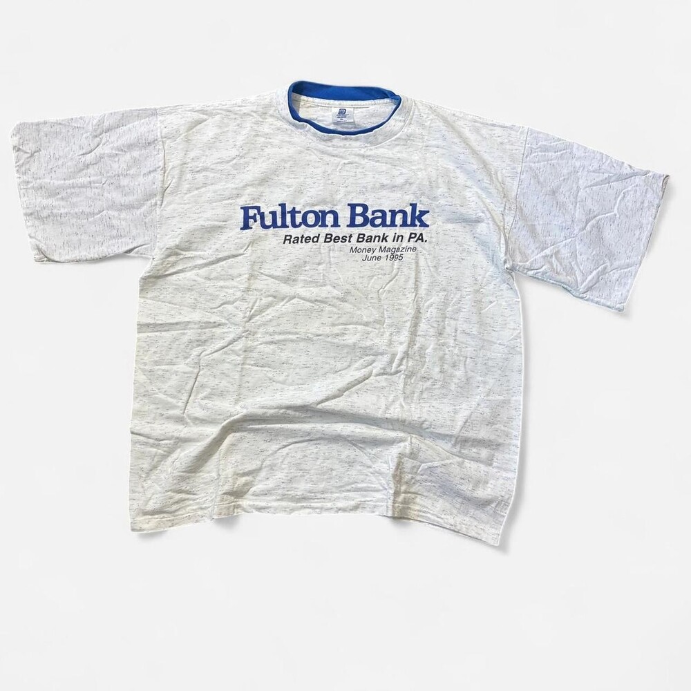 Vintage Belton Fulton Bank Heather gray cotton tee